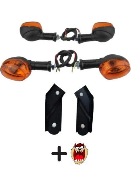 Cg Agk Ön Arka 4 Adet Sinyal Takımı+Arka Sinyal Bağlantı Braketi+Tzmnya Sticker