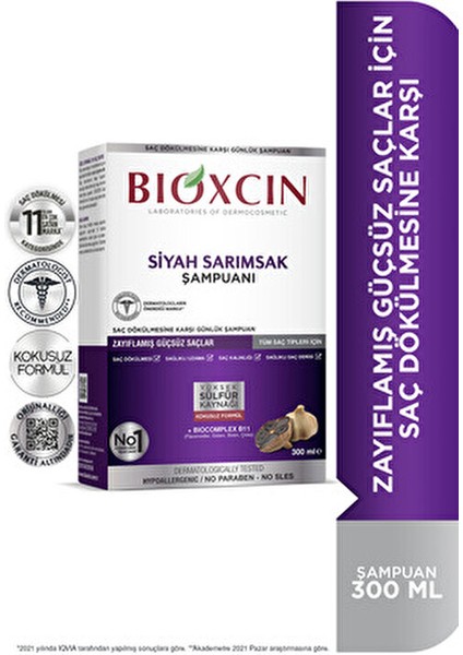 Siyah Sarımsak Şampuanı 300 ml Dökülmeye Karşı Güçlendirici Hipoalerjenik