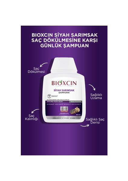 Siyah Sarımsak Şampuanı 300 ml Dökülmeye Karşı Güçlendirici Hipoalerjenik