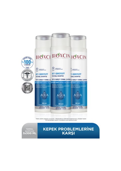 Aqua Thermal Kepeğe Karşı Sülfatsız Şampuan 300 ml 3'lü Set Erkekler için Etkili Formül modelleri