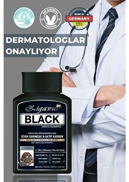 Black Garlic Şampuan 300 ml Siyah Sarımsak ve Aktif Karbon ile Tüm Saç Tipleri için modelleri