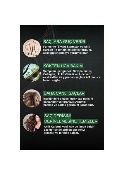Black Garlic Şampuan 300 ml Siyah Sarımsak ve Aktif Karbon ile Tüm Saç Tipleri için