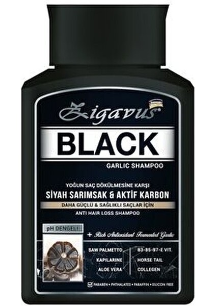 Black Garlic Şampuan 300 ml Siyah Sarımsak ve Aktif Karbon ile Tüm Saç Tipleri için