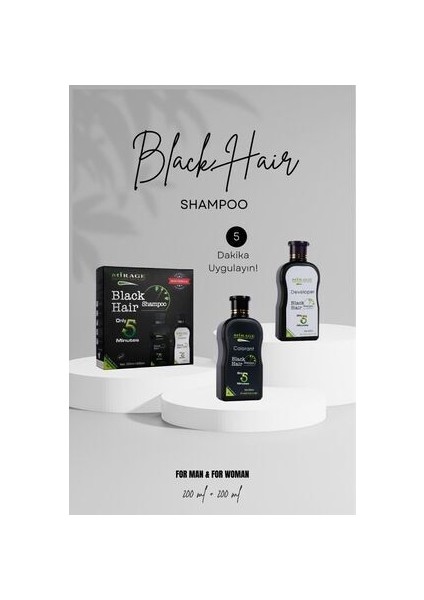 Black Hair Şampuan Seti 200 ml Erkekler İçin Renk Yoğunlaştırıcı Tüm Saç Tiplerine Uygun modelleri