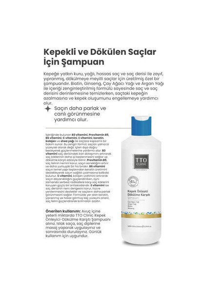 Tto KP Clinic Vegan Şampuan 500 ml Kepekli Saçlar için Parabensiz Besleyici Formül