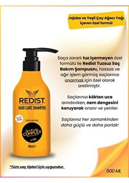 Tuzsuz Şampuan 500 ml Keratin ve Brezilya Fönü Sonrası Tüm Saç Tipleri için Özel Bakım