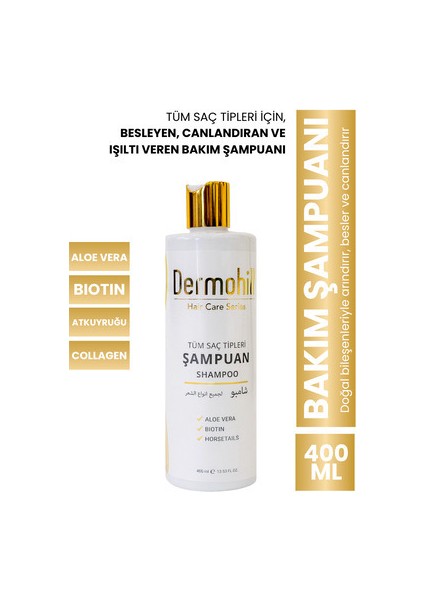 Nemlendirici Şampuan 400 ml Kuru ve Sağlıksız Saçlar için At Kuyruğu Ekstresi ile fırsatları