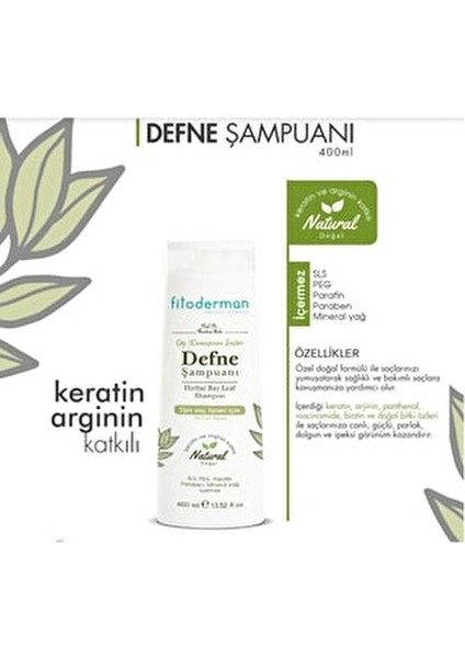 Defne Şampuanı 400 ml Tüm Saçlar için Doğal Bitki Özlü Besleyici Etki