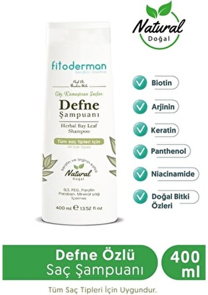 Defne Şampuanı 400 ml Tüm Saçlar için Doğal Bitki Özlü Besleyici Etki indirimleri