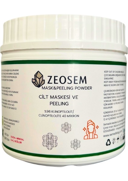 Zeosem Zeolit Cilt Maskesi ve Peeling 400GR