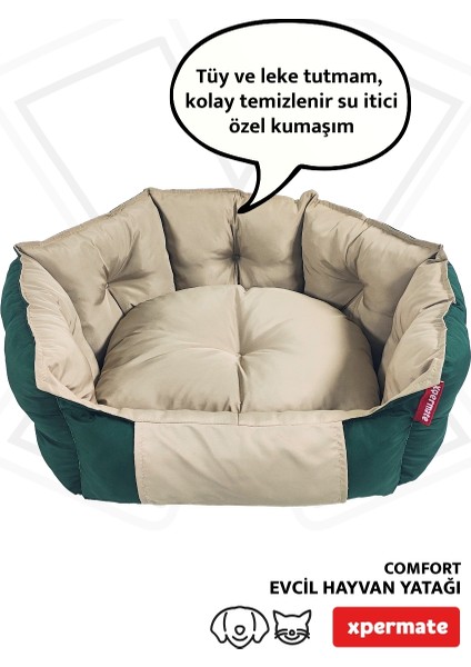 Biscuit Kedi Yatağı ve Köpek Yatağı ,Tüy Tutmaz Kumaş, Su Itici Kumaş Yeşil Bej fiyatları