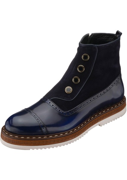 NVN491 Lacivert Açma Deri Eva Taban Büyük Numara Bot Rahat Geniş Kalıp Premıum Serisi