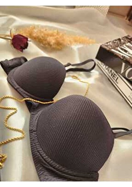 Kadın İç Giyim Basic Desenli Sütyen Takımı Yumuşak Kumaş ve Destekli