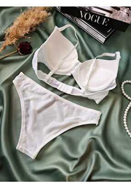 Basic Desenli Kadın Sütyen Takımı Tam Dolgulu Konforlu Tasarım ile