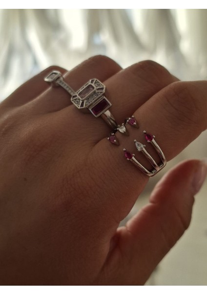 Kare Montür Pembe Taş Yüzük modelleri