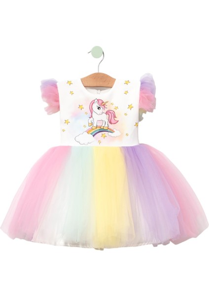 Renkli Unicorn Çocuk Doğum Günü Parti Elbisesi fiyatları