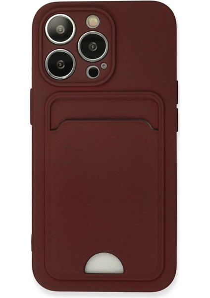iPhone 13 Pro Kılıf Kelvin Kartvizitli Silikon - BORDO-(5796)