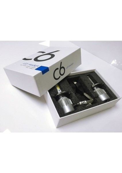 C6 9005 Hb3 Soket Şimşek Etkili LED Xenon Far Ampulü 6000K Kar Beyaz