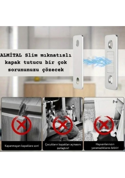 Magnifix 5 ADET SLIM güçlü mıknatıslı kapak tutucu (kapı, çekmece tutucu, çıt çıt)