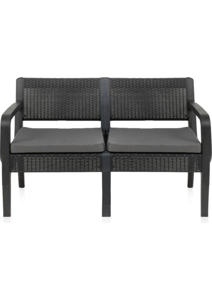 Yakut Serisi - Latte Bahçe Oturma Grubu - 1 Ikili + 2 Tekli + 1 Sehpa - Minderli - Antrasit indirimleri