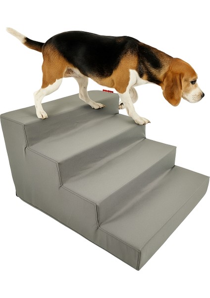 Evcil Hayvan Merdiveni - Kedi Merdiveni - Köpek Merdiveni , 4 Basamaklı, Fermuarlı Antrasit