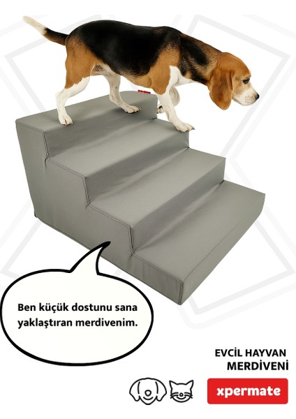 Evcil Hayvan Merdiveni - Kedi Merdiveni - Köpek Merdiveni , 4 Basamaklı, Fermuarlı Antrasit fiyatları