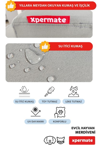 Evcil Hayvan Merdiveni - Kedi Merdiveni - Köpek Merdiveni , 4 Basamaklı, Fermuarlı Antrasit indirimleri