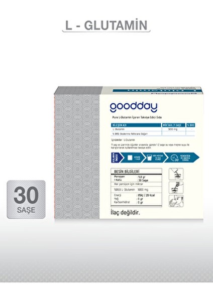 L-Glutamin 30 Saşe 5000 mg Sporcular için Amonyağı Temizleme Takviyesi modelleri