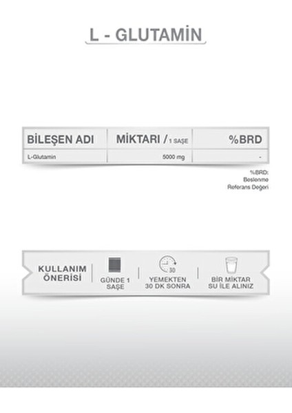 L-Glutamin 30 Saşe 5000 mg Sporcular için Amonyağı Temizleme Takviyesi indirimleri