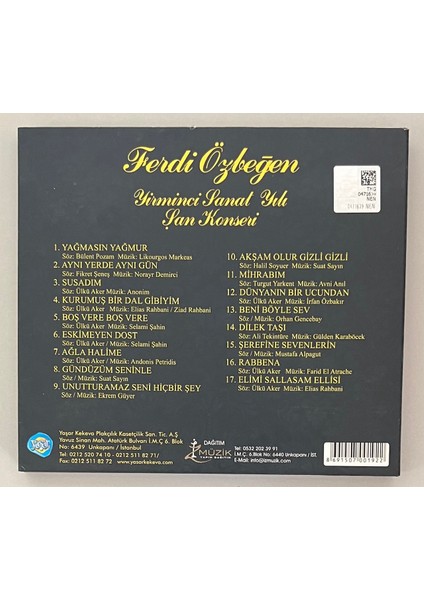 Ferdi Özbeğen Yirminci Sanat Yılı Şan Konseri CD !!! Plak Değildir !!! Dikkatli Okuyunuz Lütfen (Cd) fiyatları