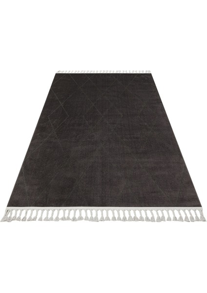 Urban URB 03 Siyah Gri Etnik Desenli Polyester Halı Yumuşak Doku, Toz ve Hav Vermeyen Modern Tasarım