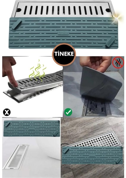 Gri Renk Uzun Model Kötü Koku Önleyici Silikon Mat Banyo Mutfak Lavabo Balkon Gider Tıpası Kapağı
