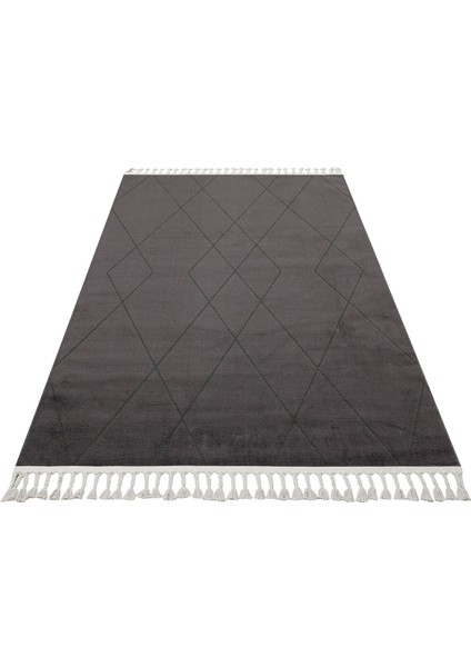 Urban URB 03 Siyah Gri Etnik Desenli Polyester Halı Yumuşak Doku, Toz ve Hav Vermeyen Modern Tasarım