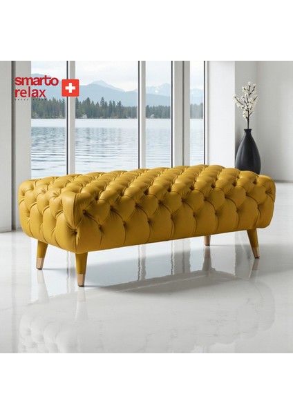 Swiss Style Puf, Babyface Kaplama, 110X45X40 Cm, Ahşap Ayaklı, Kapitone