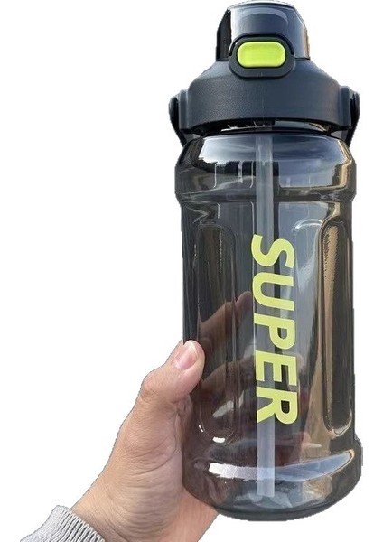 2000ML Açık Spor Fitness Ekstra Kapasiteli Çift Içme Pipetli Plastik Bardak (Yurt Dışından)