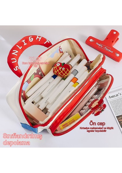 Taşınabilir Dopamin Yüksek Görünümlü Büyük Kapasiteli Kalem Çantası Kırtasiye Kutusu (Yurt Dışından) modelleri