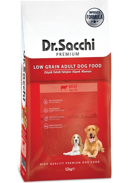 Dr.Sacchi Premium Sığır Etli Düşük Tahıllı Yetişkin Köpek Maması 12 kg fiyatları