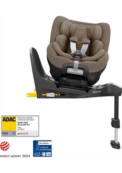 Mica 360 Pro I-Size Dünyanın Ilk Kızaklı, Araç Dışına Çıkabilen Adac'lı Isofix'li 360 Dönebilir Yatabilir 0-18 kg Bebek Oto Koltuğu Authentic Truffle