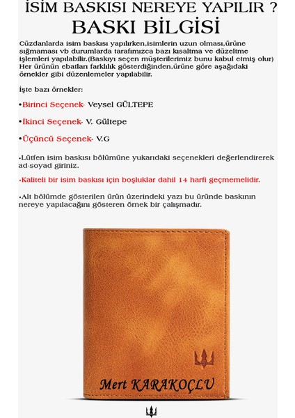 Ottoman Hakiki Deri Kişiye Özel İsim Baskılı Cüzdan