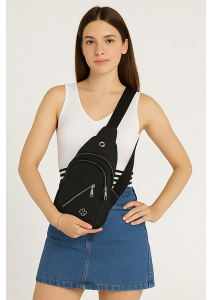 Kadın Siyah Çok Bölmeli Omuz Çantası - Günlük Çapraz Çanta (29X17X6 Cm) fiyatları