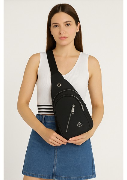 Kadın Siyah Çok Bölmeli Omuz Çantası - Günlük Çapraz Çanta (29X17X6 Cm) modelleri