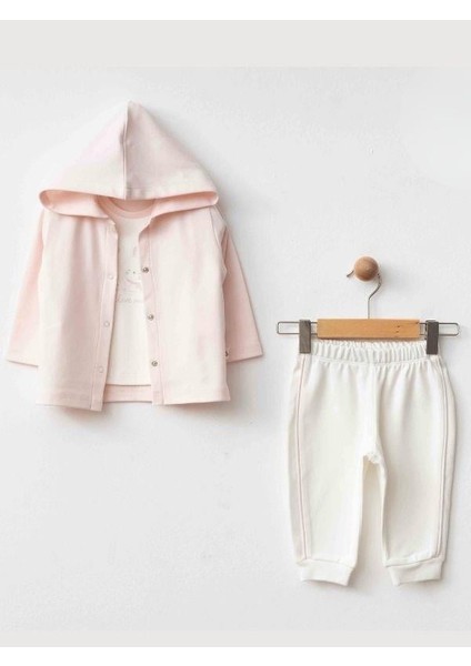 Kız Bebek Organik Pamuklu 3’lü Kapüşonlu Eşofman Takımı fiyatları