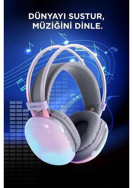 Hd-40 Mor Kablosuz Rgb Işıklı Kulak Üstü Bluetooth Kulaklık fiyatları