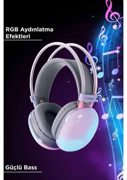 Hd-40 Mor Kablosuz Rgb Işıklı Kulak Üstü Bluetooth Kulaklık modelleri