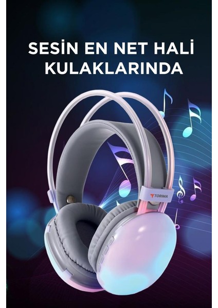 Hd-40 Mor Kablosuz Rgb Işıklı Kulak Üstü Bluetooth Kulaklık indirimleri