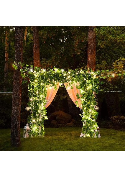 Solar Dekoratif Yapay Yaprak Sarmaşık 50 Ledli 5 Metre Güneş Enerjili Bahçe Balkon Dekoru fırsatları