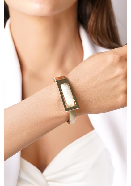 14 Ayar Altın Kumlu Tasarım Kemer Kelepçe Bilezik