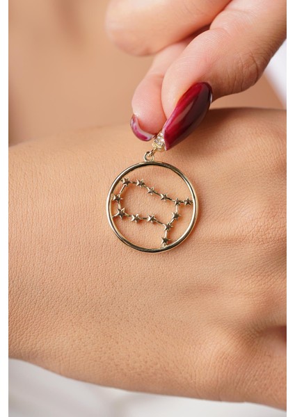 14 Ayar Altın Ikizler Burcu Yıldız Haritası Kolye Ucu