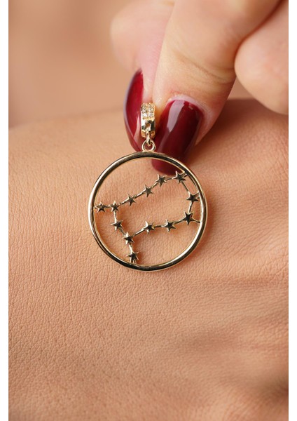 14 Ayar Altın Ikizler Burcu Yıldız Haritası Kolye Ucu modelleri