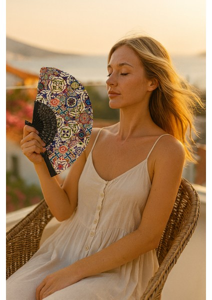 Yelpaze Geniş Kumaş Geometrik Desenli